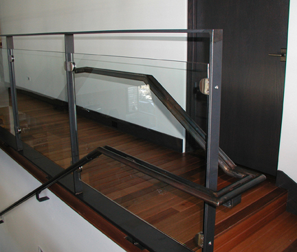 I10 Custom Railing with Glass Panels
